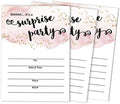 Pack of 30 Surprise Party Birthday Invitations with Envelopes, Blush Watercolor, Retirement Party, Bridal Shower, Baby Shower Fill in Style Invites by Inkdotpot