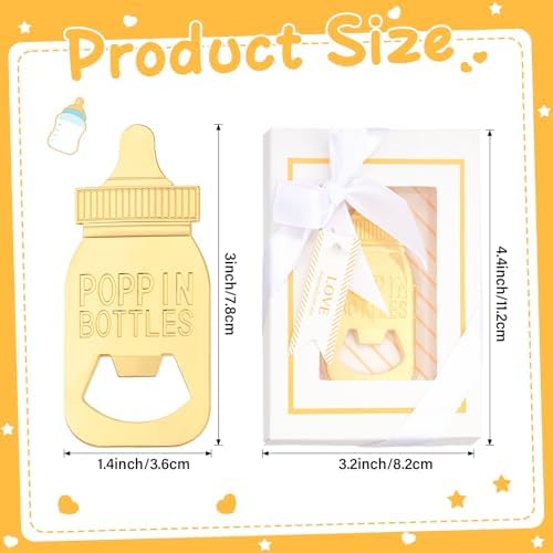 32 Pack Baby Bottle Openers with Gift Boxes - Poppin Bottle Opener Baby Shower Favors, Gender Reveal Decor & Wedding Souvenirs Return Gifts for Guests (White) - Image 2