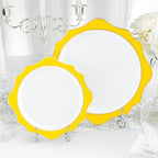 realluck 100Pcs White & Yellow Plastic Plates for 50 Guests - Image 4
