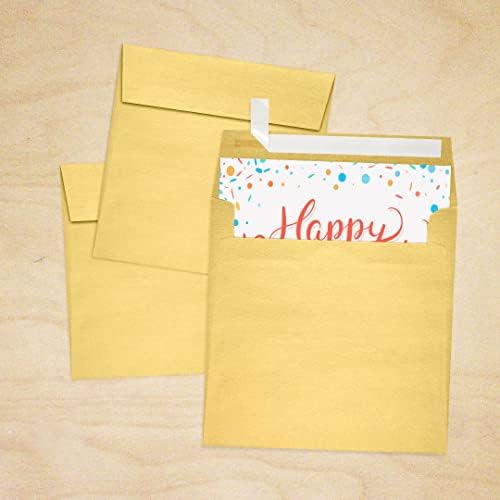 LUXPaper Square Invitation Envelopes | Peel & Press | 6" x 6" | Gold Metallic | 80lb. Text | 1,000 Qty - Image 7