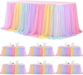 6 Pack Rainbow Tablecloth for 8 Foot Rectangle Tables Tulle Tablecloth Rainbow Table Cloth Rectangle 8ft Spandex Table Covers for Baby Shower Girls Unicorn Birthday Party Wedding Banquet Tables Skirt by HBBMAGIC