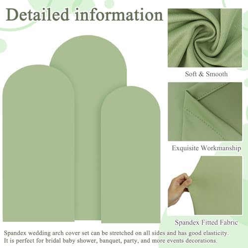 FOTSHARER Spandex Arch Cover 6FT 6.6FT 7.2FT Sage Green Wedding Arch Backdrop Cover for Round Top Arches Chiara Arch Cover Backdrop Fabric Wedding Arch Stand Cover Spandex Fit Arch Cover Cloth Decor - Image 2