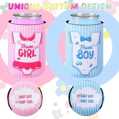 36 Count Boy or Girl Gender Reveal Decorations Team Girl Team Boy Can Coolers Sleeves Gender Reveal Can Coolers Pink and Blue Coolies for Baby Party Supplies - Image 3