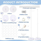 Hicarer 8 Sets Balloon Column Stand Kit, 7ft, White Pole - Image 3