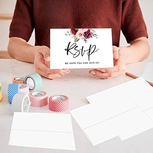 Andaz Press 56-Pack Personalized RSVP Postcards for Wedding Pink and Burgundy Floral Cardstock Response Reply Cards for Bridal Shower Baby Shower Birthday Event Custom Date Return Address 4 x 6-Inch - Image 4