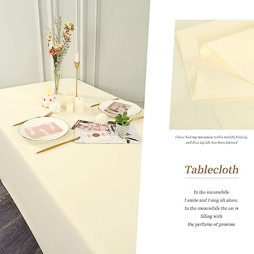 6 Pack Tablecloth 60 x126 inch Polyester Table Cloth for 8 Foot Rectangle Tables,Stain and Wrinkle Resistant Washable Fabric Table Covers Polyester Beige Table Clothes for Wedding,Party,Banquet - Image 3