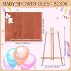 GlikCeil Baby Shower Guest Book Alternatives Baby Keepsake Gender Reveal Welcome Baby Shower Sign Wooden Signature Frame Pregnancy Decor with 4 Pens for Baby Shower Party Decorations (Bear) - Image 2