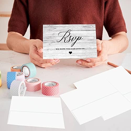 Andaz Press 56-Pack Personalized RSVP Postcards for Wedding Gray Rustic Wood Cardstock Response Reply Cards for Bridal Shower Baby Shower Birthday Event Custom Date and Return Address 4 x 6-Inch - Image 4