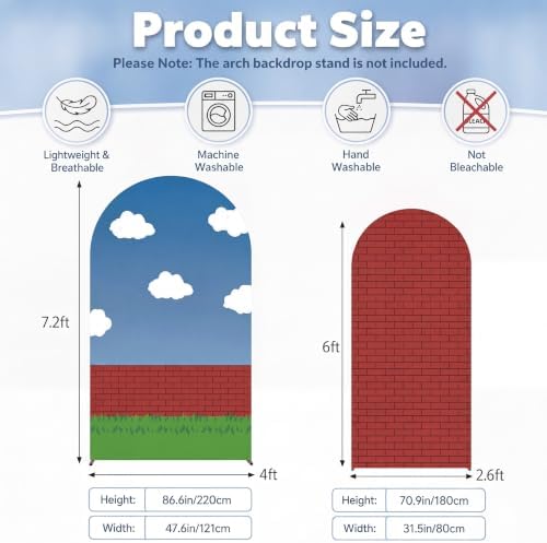 Moukeren Brick Wall Arch Cover Spandex Arch Backdrop Cover 6ft and 7.2ft for Video Games Themed Baby Shower Party Gender Reveal Baby Birthday Party Banquet Photo Arches Background Decorations Supplies - Image 2