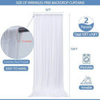 10x10ft Wrinkle Free White Backdrop Curtain for Parties Soft Fabric Drapes Wedding White Curtain Backdrop for Birthday Party Decorations Background for Photography 5x10ft, 2 Panels - Image 4