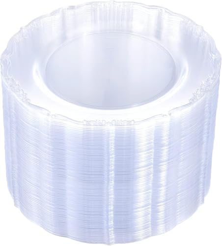 U-QE 60 Pieces Clear Plastic Plates - 10 Inch Clear Disposable Plates by U-QE