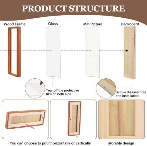 Lineshading 2 Pcs Photo Booth Frames 11.4 x 3.5 in, White, Teak Wood - Image 4