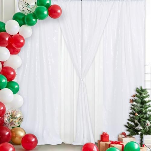 Eternal Beauty White Sequin Backdrop Curtains, 4 Panels 2x8FT - Image 6