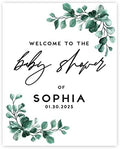 Andaz Press 16x20 Inch Canvas Welcome to Baby Shower Sign Personalized, Gender Neutral Greenery Eucalyptus Customized Baby Shower Sign Board for Easel, Custom Baby Shower Sign Entrance Decorations by AndazPress