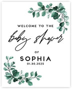Andaz Press 16x20 Inch Canvas Welcome to Baby Shower Sign Personalized, Gender Neutral Greenery Eucalyptus Customized Baby Shower Sign Board for Easel, Custom Baby Shower Sign Entrance Decorations by AndazPress