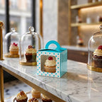 Restaurantware Square Teal Paper Cupcake Window Box, 4.5 x 4.5 In, 100 Pack - Image 4