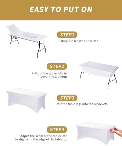 Fixwal 8 Pack 6FT White Tablecloth Rectangle Spandex Fitted Table Cover - Image 5