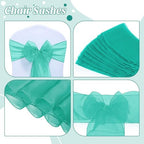 Pack of 75 Organza Chair Sashes for Wedding & Event Décor – Emerald Green - Image 4