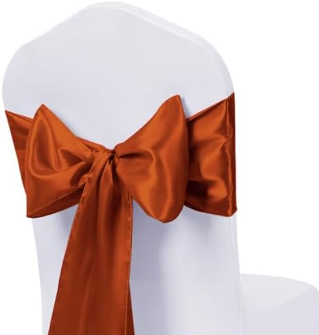 Pack of 50 Satin Terracotta Chair Sashes Bows 7x108 inch Chair Ribbons - Image 2