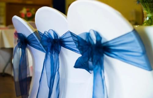 50 Pack Organza Baby Blue Chair Sashes Bows 7x108 Inches Wedding Sheer Chair Sashes Knots Crystal Yarn Chairs Ties for Party Birthday Engagement Banquet Hotel Restaurant Outdoor Events Decor - Image 5