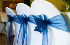 Organza Navy Blue Chair Sashes 50 Pack 7x108 inches Sheer Chair Bows for Wedding Party Birthday Banquet Hotel Restaurant Bridal Shower Baby Shower Event Decorations Tulle Chairs Knots Ties - Image 3
