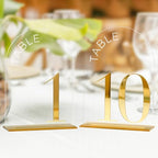 Clear Arch Wedding Table Numbers 1-10, Gold Numbers and Stands by JINMURY