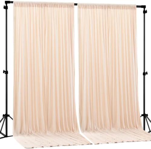Apricot Champagne Backdrop Curtains-Wrinkle-Free Polyester Photography Drapes Party Curtain Background for Baby Shower Wedding Decorations- 8 X10FT by WishCare