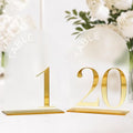 Frosted Arch Wedding Table Numbers 1-20, Gold Numbers and Stands by JINMURY