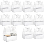 Honeydak 10 Pcs Cake and Flower Clear Boxes with Handle Ribbon Cajas Para Arreglos Florales Portable Transparent Gift Packaging for Holiday Wedding Birthday Party Supplies(Regular,4 Inch,White) - Image 6