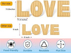 4 Pack Larger Bamboo Solid Serving Platter, 15.5'' Love Serving Trays, Charcuterie Serving Boards Snack Food Cake Cookies Platter for Anniversary Wedding Baby Shower Birthday Party Decoration - Image 2