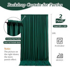 10 x 10 Feet Dark Green Backdrop Curtain for Partie, Background Curtains for Photoshoot, Birthday, Wedding, Halloween, Thanksgiving, Christmas Day, New Year Party Decorations 5Ft x 10Ft, 2 Panels - Image 2