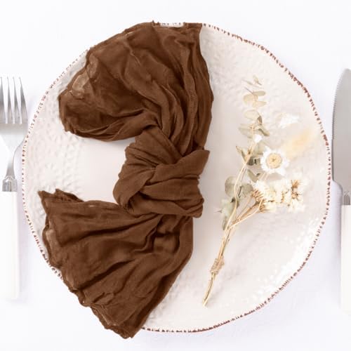 DeZerlor Brown Washable Cheesecloth Napkins Set of 50 for Wedding Party - Image 3