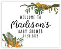 Andaz Press Custom Large Baby Shower Canvas Welcome Sign, 16 x 20 Inches, Modern Tropical Jungle Guestbook Alternative, Personalized Sign Our Canvas, for Jungle Safari Baby Shower, Baby Sprinkle by AndazPress