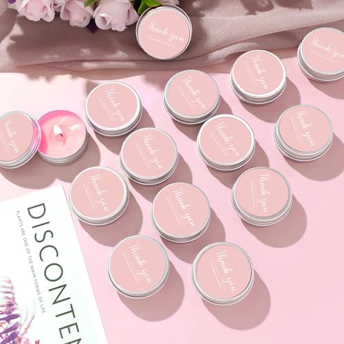 Mtlee 50 Pcs Pink Wedding Thank You Candles Gifts for Guests Baby Shower - Image 2