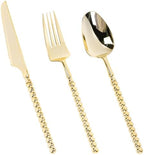 150PCS Gold Plastic Silverware, Heavy Duty Disposable Utensils Set by QualQuot