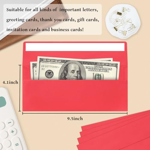 200 Pack Red #10 Business Envelopes, Christmas New Years Standard Envelopes Self Seal, Letter Size Mailing Envelopes for Checks Letters Invoices Birthday Graduation Wedding, 4 1/8 x 9 1/2 Inch - Image 3