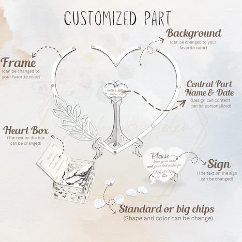 Wedding Guest Book Alternative, Drop Top Frame with Hearts Dropbox - Image 6