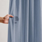 Dusty Blue Wedding Arch Draping Fabric Sheer Curtain Drapes 3 Panels | 20 ft Extra Long Shimmery Backdrop Curtains for Wedding Anniversary Party Summer Outdoor Events Drapery Photo Background - Image 4