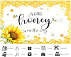 10x8ft Fabric Watercolor Honey Bee A Little Honey is On The Way Backdrop Sunflower Honeycomb Background for Baby Shower Party Decorations Tapestry Photo Studio Props - Image 3