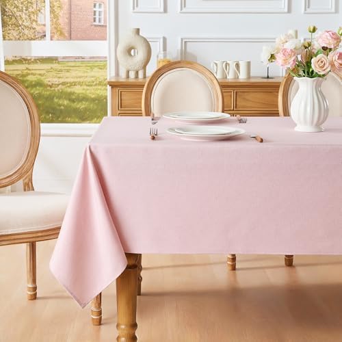 Light Pink Rectangle Tablecloth 60 x 90 Inch Machine Wash Indoor & Outdoor by Moinubone