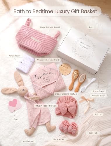 lulumoon Baby Shower Gifts for Girl - 11-Piece Newborn Essential Basket Set - Image 2