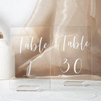 UNIQOOO Acrylic Wedding Table Number 1-30 with Stands | 4x6 inch Printed Calligraphy, Sign and Holder | Perfect for Wedding, Reception, Centerpiece Decoration, Event, Party - Image 6