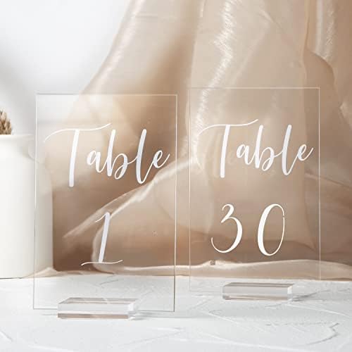 UNIQOOO Acrylic Wedding Table Number 1-30 with Stands | 4x6 inch Printed Calligraphy, Sign and Holder | Perfect for Wedding, Reception, Centerpiece Decoration, Event, Party - Image 6