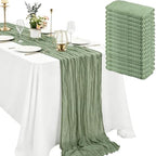 16 Pack Sage Green Cheesecloth Table Runner 10FT Boho Gauze Cheese Cloth Table Runner Long Rustic Sheer Table Runners for Wedding Bridal Baby Shower Birthday Party Table Decorations by Zrlljp