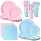 Vyntra 350 Pcs Pink and Blue Paper Plates and Napkins Party Supplies by PartyTablewareSupplies