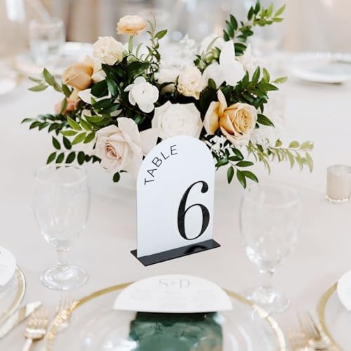 White Arch Wedding Table Numbers 1-10 with Stands - Image 5