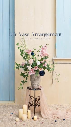 Ling's moment Artificial Pink Flowers Combo, Dusty Rose & Navy, Deluxe - Image 5