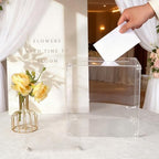 Clear Acrylic Card Box with Slot, Large Blank DIY Card Box for Cards, Envelopes & Money, Transparent Acrylic Box for Wedding, Birthday, Graduation, Baby Shower, Party & Fundraiser - Image 5