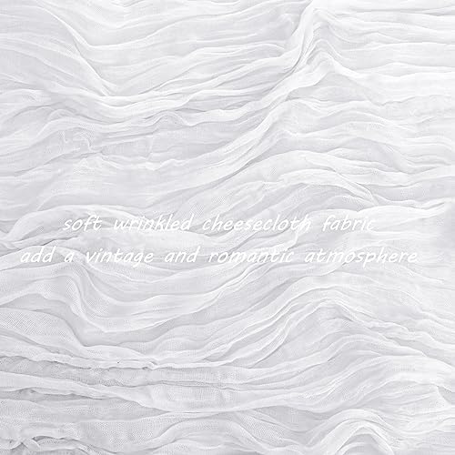 35x157 Inch White Cheesecloth Table Runner Boho Wedding Party Home Decor - Image 3