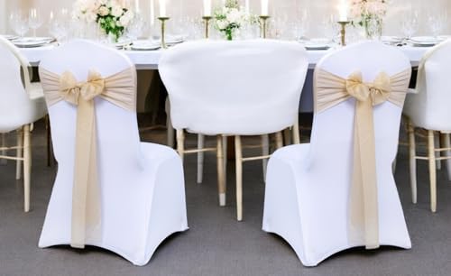 Pack of 200 Chiffon Chair Sashes for Wedding & Event Décor - Champagne Gold - Image 2